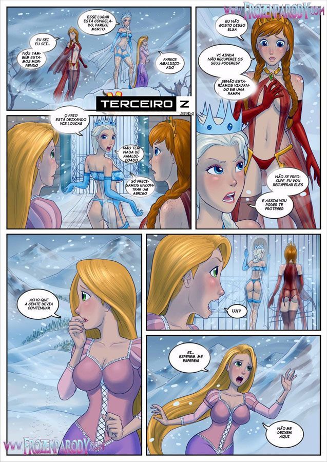 Elsa, Anna e Rapunzel escaparam do castelo, desde então elas tem vagado na neve atrás dos rebeldes