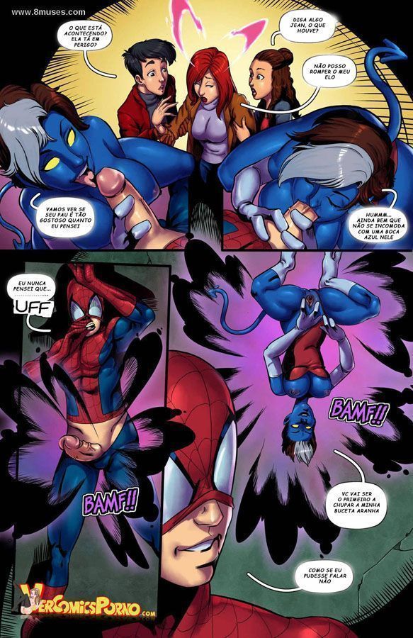 Homem Aranha - Heróis Pornô: O Aranha sempre lutou com os X-Men, quando eles se juntam os vilões não tem chance. Mas os X-Men estão escondidos