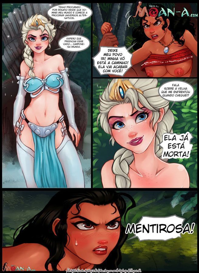 Moana Sex - Moana - Moana e Elsa da Frozen em uma disputa sexual dando ...